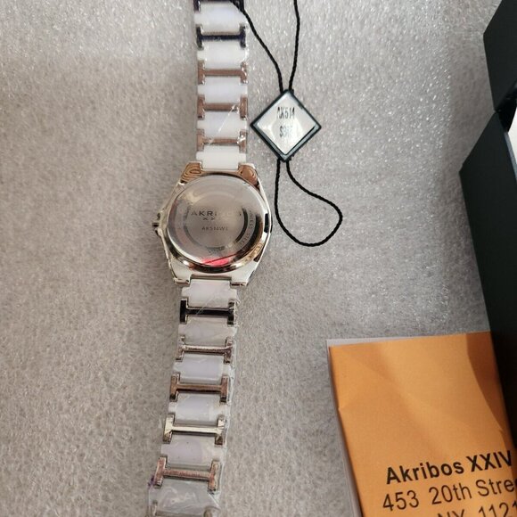Akribos XXIV Genuine Ceramic Quartz Movement Womens Watch AK514WT - Picture 6 of 9